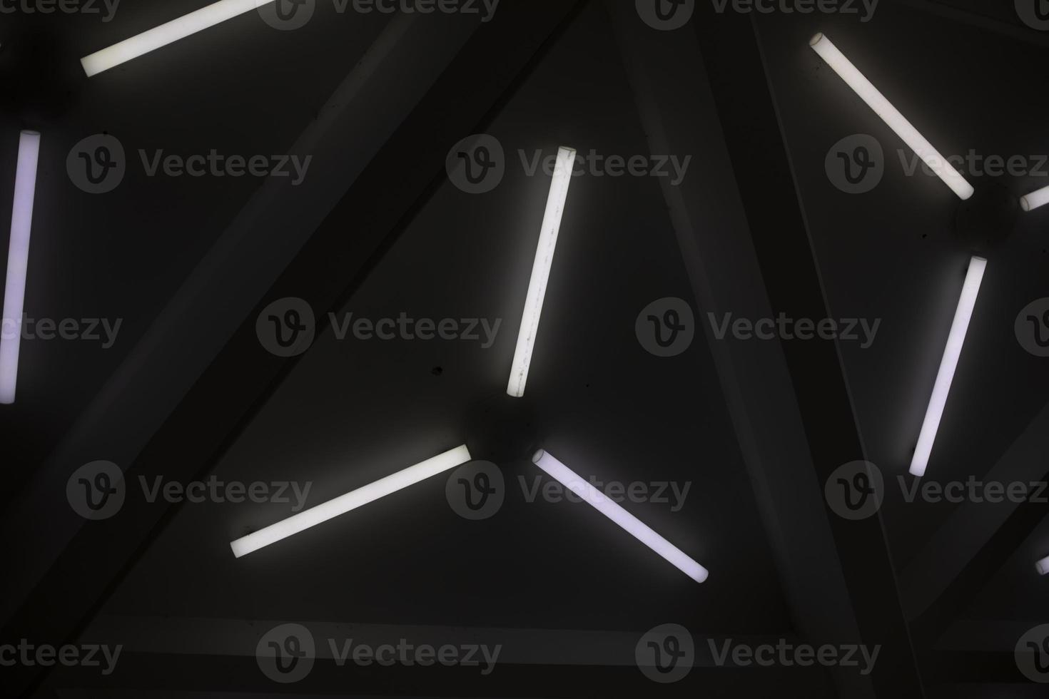 Lights on ceiling. Interior of building. Fluorescent Light. photo