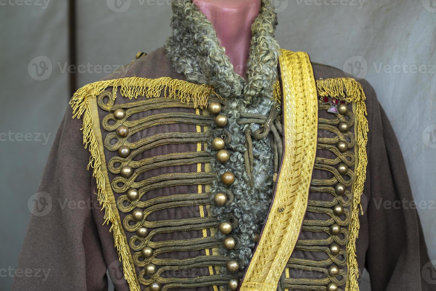 Hussar clothes. Soldier's uniform. Vintage clothing. 19th century military uniforms. photo