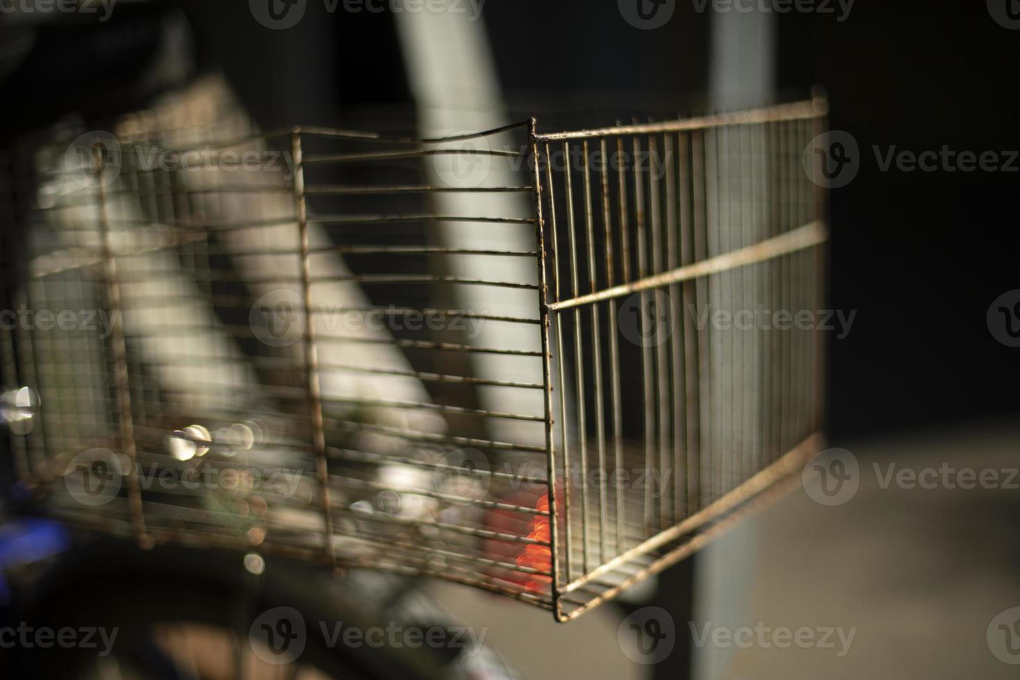 Mesh on bike. Grocery basket on bike. Transport details. photo