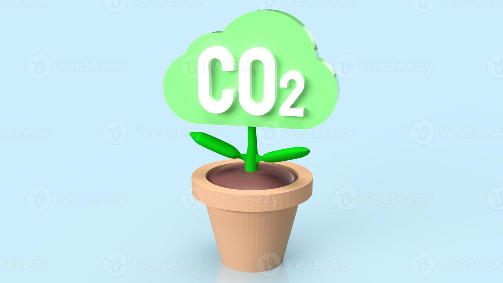 The co2 cloud tree for eco or ecology concept 3d rendering photo