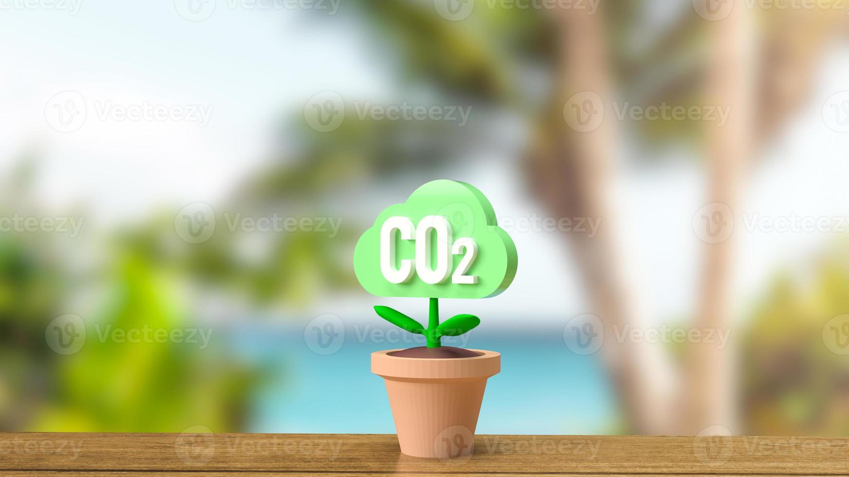 The co2 cloud tree for eco or ecology concept 3d rendering photo
