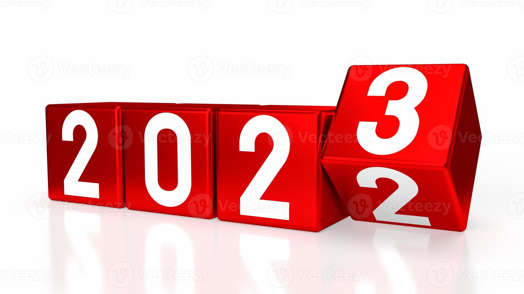 The 2023 number on red cube for new year or business concept 3d rendering photo