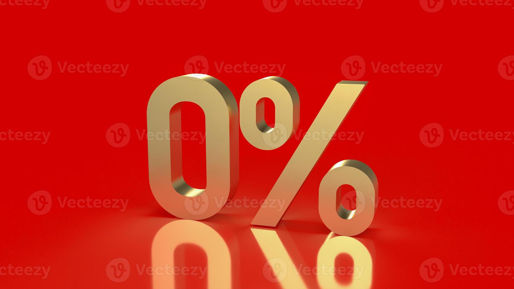 The gold zero percent on red background  for promotion concept 3d rendering photo