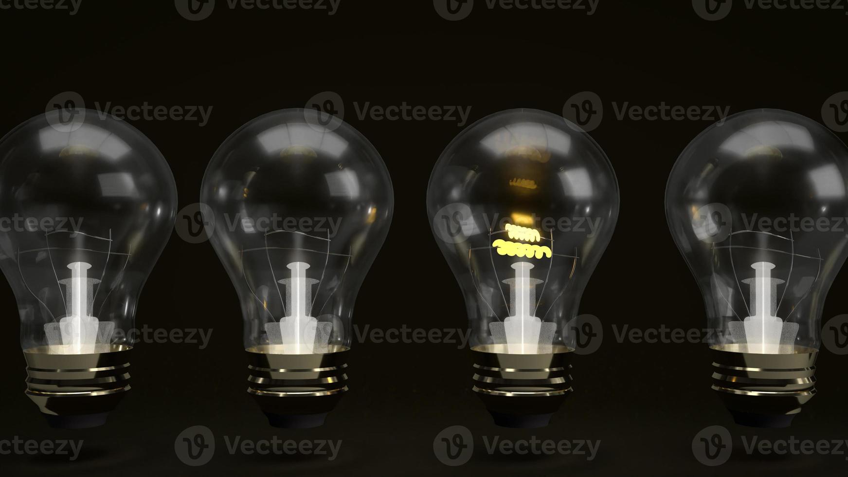 The  light bulb on black background for idea concept 3d rendering photo