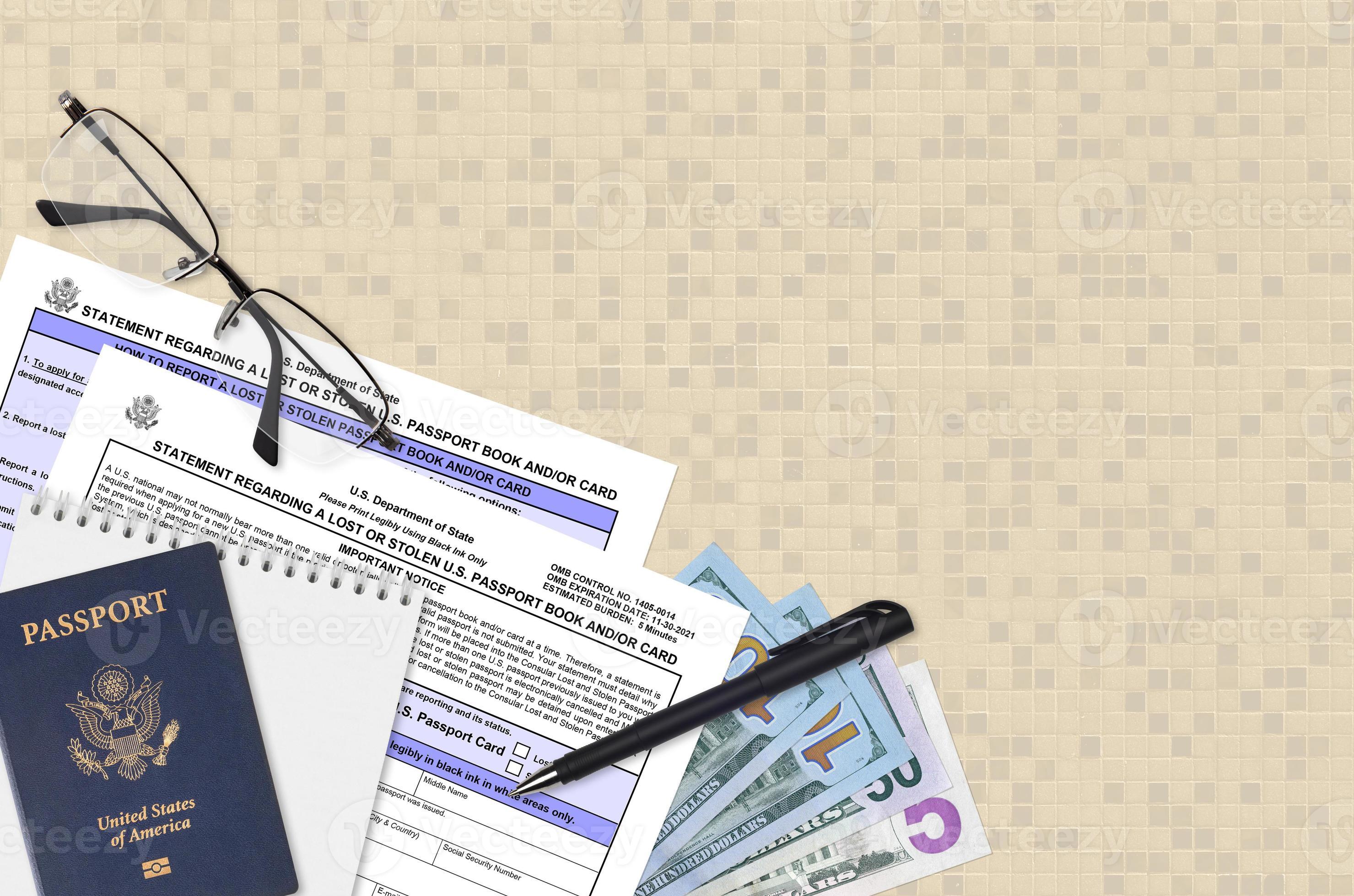 Department of State form DS64 Statement regarding a lost or stolen us