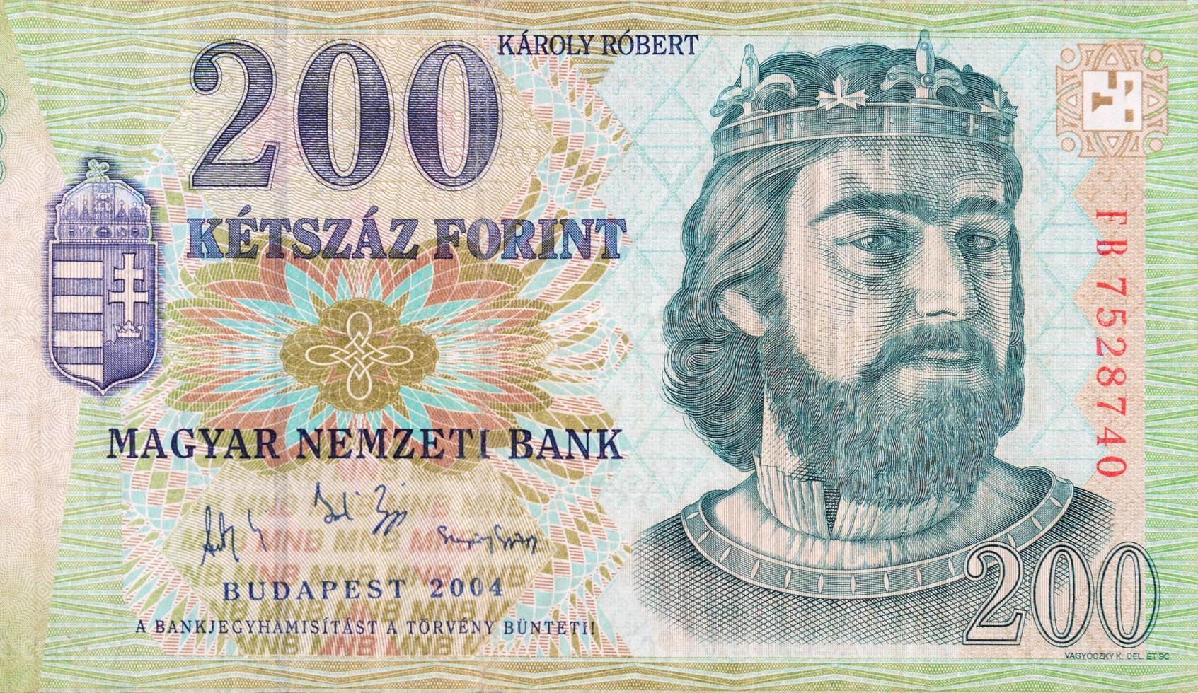King Robert Portrait on Hungary 1000 Forint 2006 Banknote close up photo