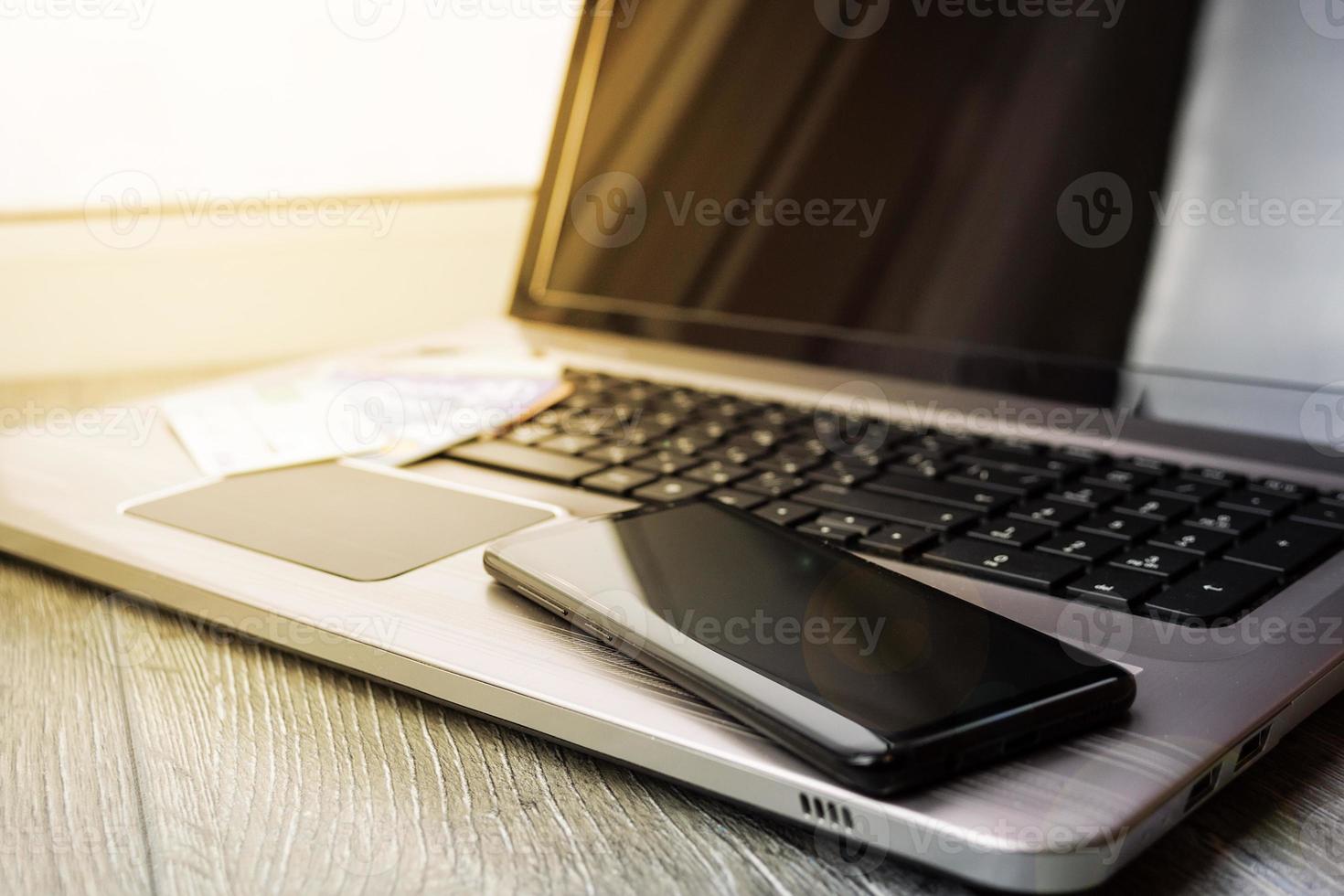 Bank card laptop businessman photo