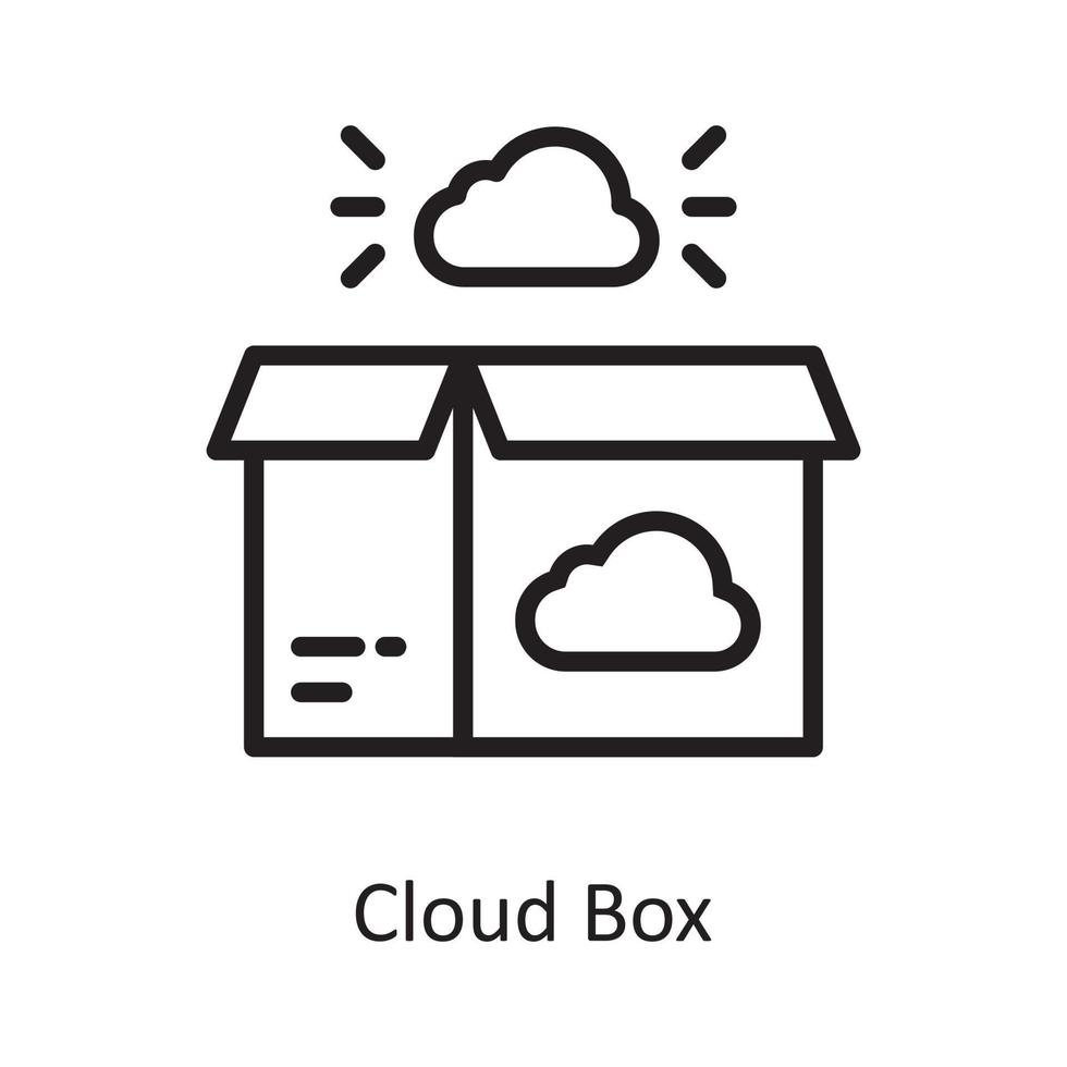 ilustración de diseño de icono de contorno de vector de caja de nube. símbolo de computación en la nube en el archivo eps 10 de fondo blanco