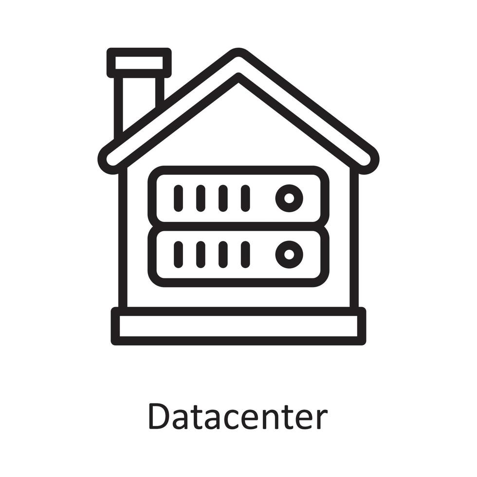 ilustración de diseño de icono de esquema de vector de centro de datos. símbolo de computación en la nube en el archivo eps 10 de fondo blanco