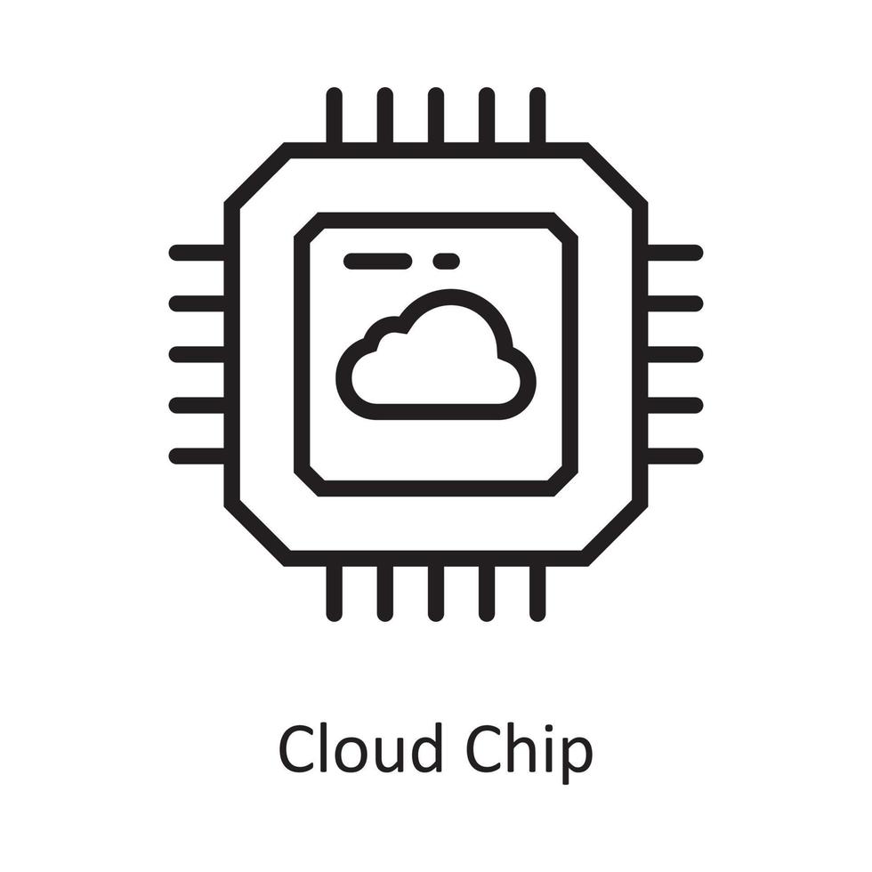 ilustración de diseño de icono de esquema de vector de chip de nube. símbolo de computación en la nube en el archivo eps 10 de fondo blanco
