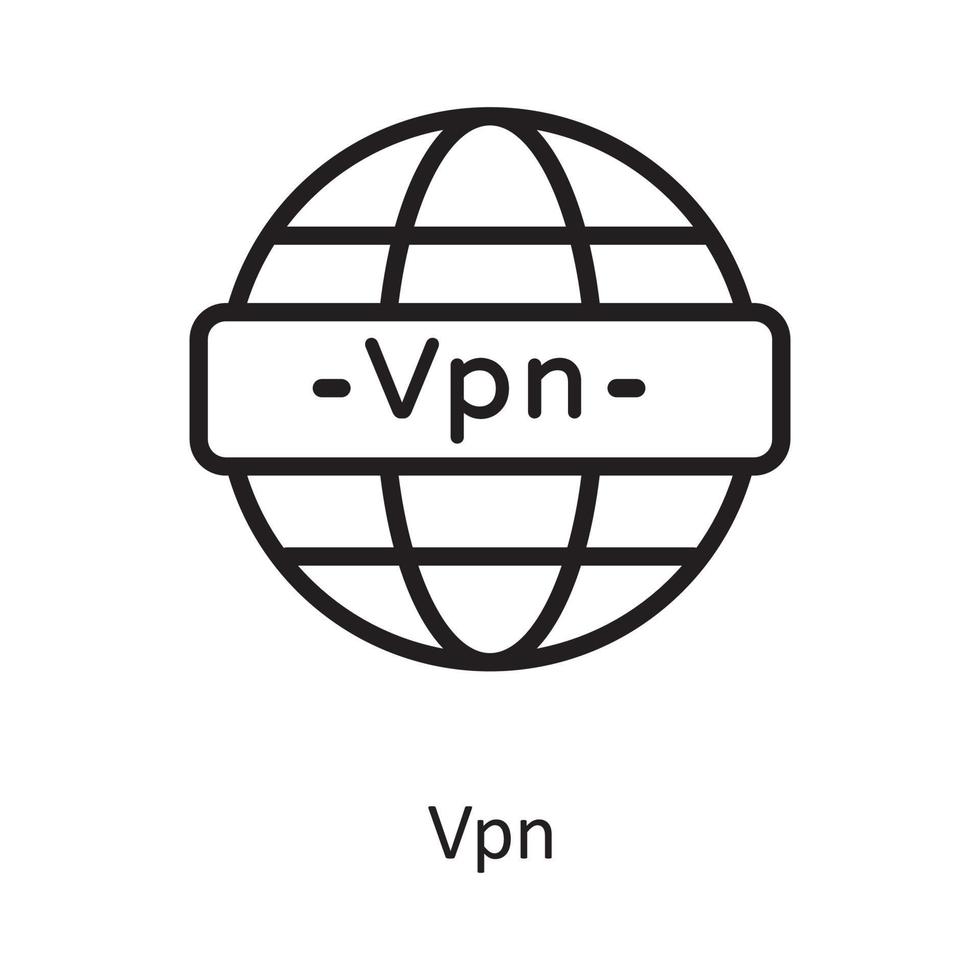 vpn vector contorno icono diseño ilustración. símbolo de computación en la nube en el archivo eps 10 de fondo blanco