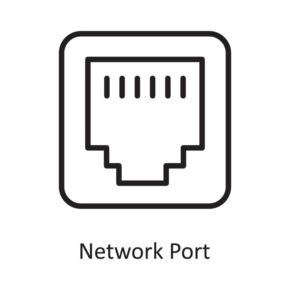Network Port  Vector Outline Icon Design illustration. Cloud Computing Symbol on White background EPS 10 File