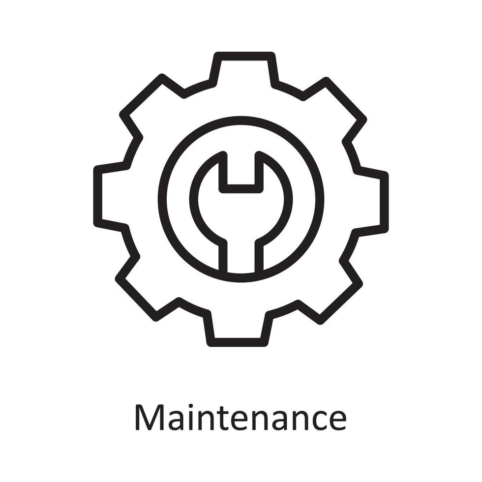 Maintenance Vector Outline Icon Design illustration. Cloud Computing Symbol on White background