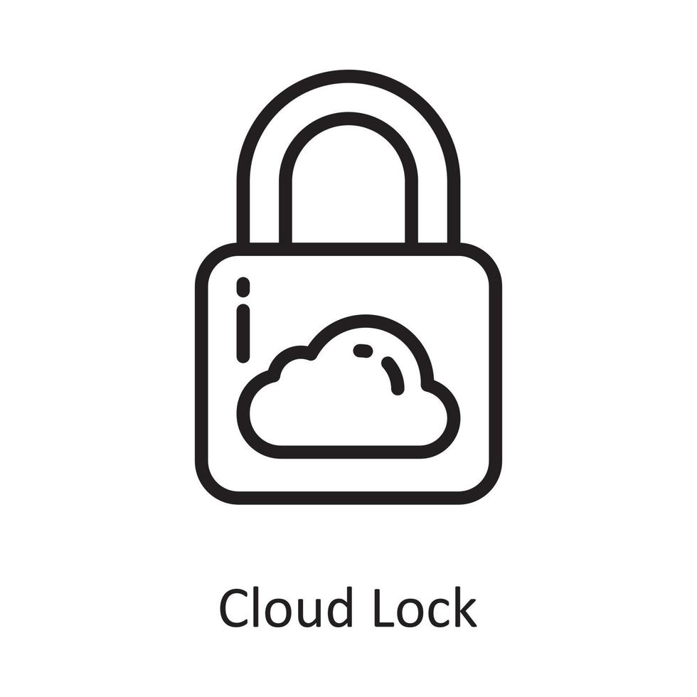 Cloud Lock Vector Outline Icon Design illustration. Cloud Computing Symbol on White background EPS 10 File