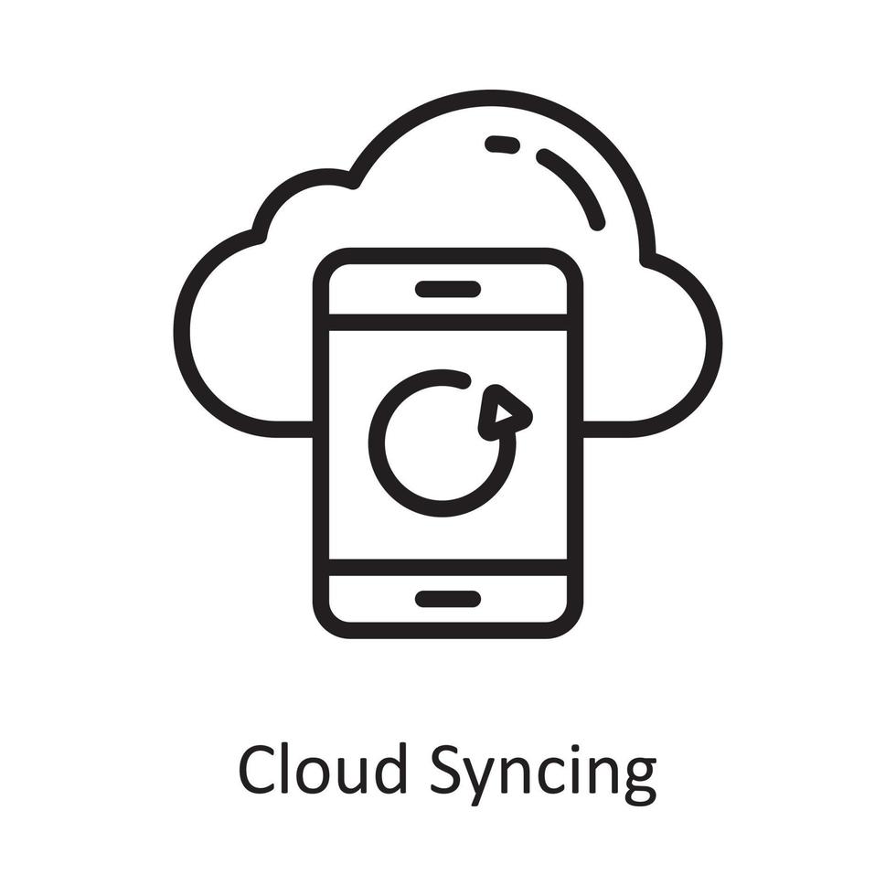 Cloud Syncing Vector Outline Icon Design illustration. Cloud Computing Symbol on White background EPS 10 File