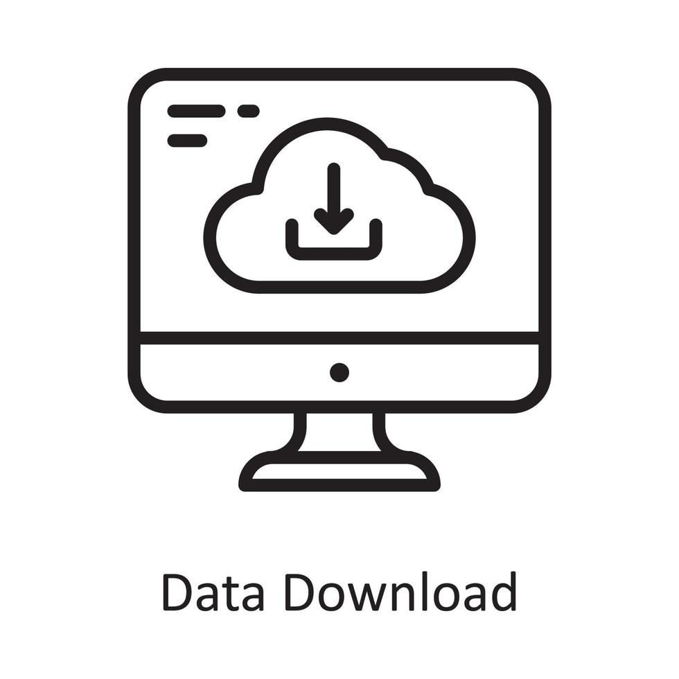 ilustración de diseño de icono de contorno de vector de descarga de datos. símbolo de computación en la nube en el archivo eps 10 de fondo blanco