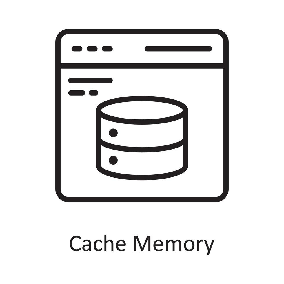 Cache Memory Vector Outline Icon Design illustration. Cloud Computing Symbol on White background EPS 10 File