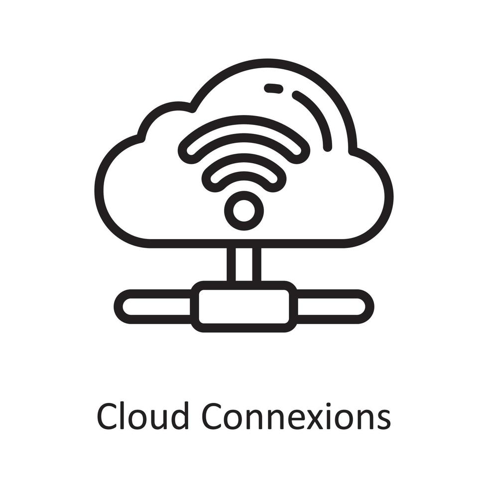 ilustración de diseño de icono de contorno de vector de conexiones de nube. símbolo de computación en la nube en el archivo eps 10 de fondo blanco