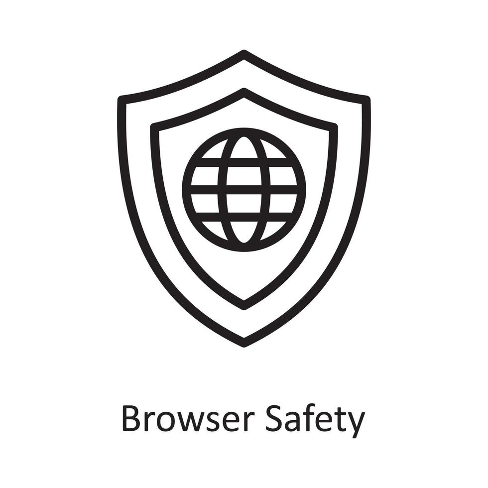 ilustración de diseño de icono de contorno de vector de seguridad de navegador. símbolo de computación en la nube en el archivo eps 10 de fondo blanco