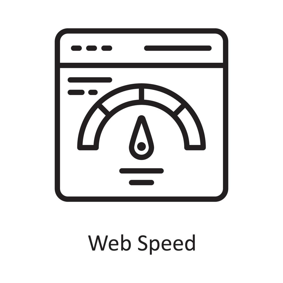 ilustración de diseño de icono de contorno de vector de velocidad web. símbolo de computación en la nube en el archivo eps 10 de fondo blanco