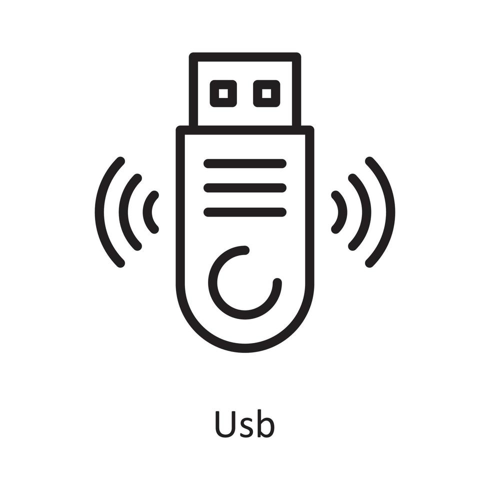 ilustración de diseño de icono de contorno de vector usb. símbolo de computación en la nube en el archivo eps 10 de fondo blanco