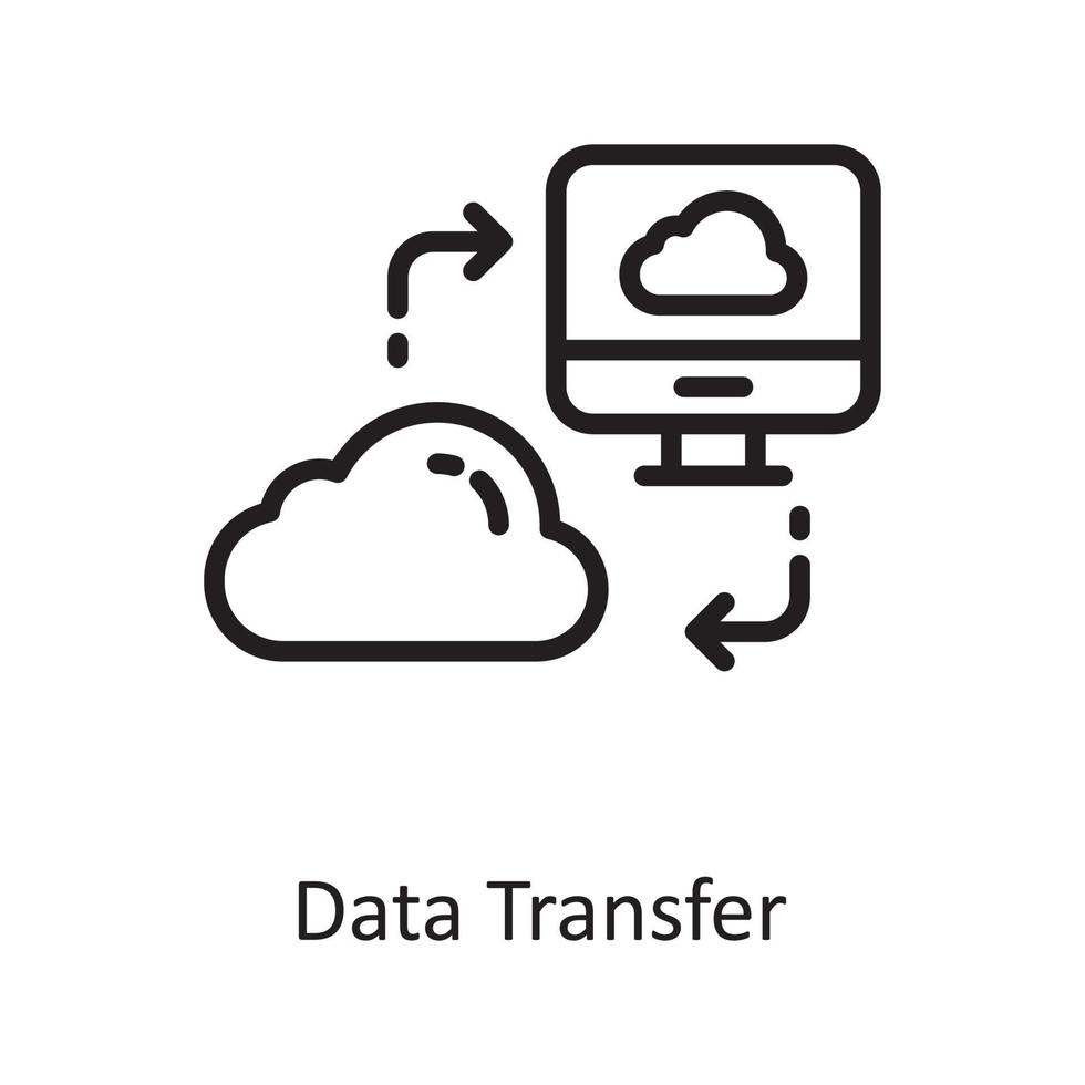 ilustración de diseño de icono de esquema de vector de transferencia de datos. símbolo de computación en la nube en el archivo eps 10 de fondo blanco