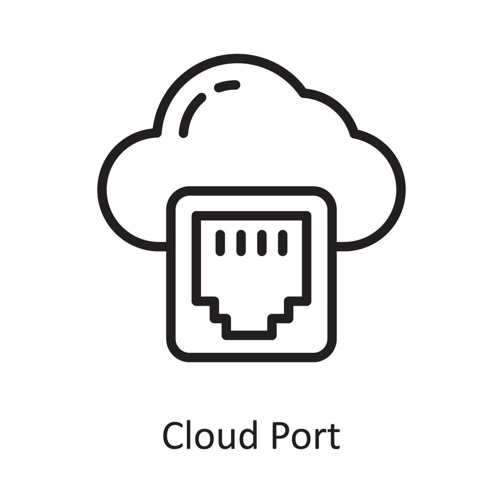 ilustración de diseño de icono de contorno de vector de puerto de nube. símbolo de computación en la nube en el archivo eps 10 de fondo blanco