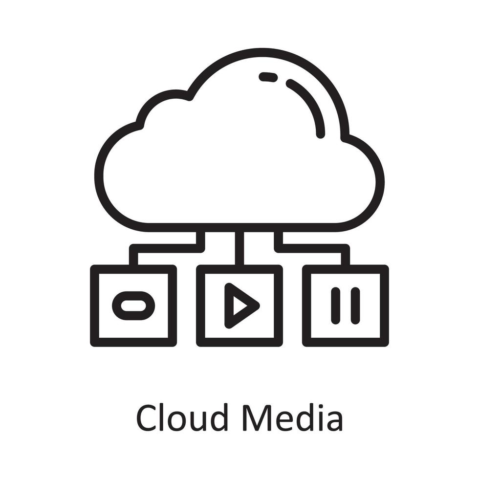 ilustración de diseño de icono de contorno de vector de medios de nube. símbolo de computación en la nube en el archivo eps 10 de fondo blanco