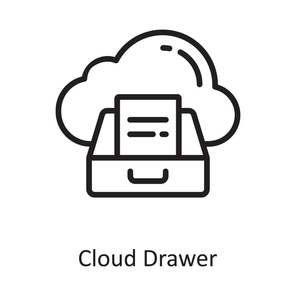 ilustración de diseño de icono de contorno de vector de cajón de nube. símbolo de computación en la nube en el archivo eps 10 de fondo blanco