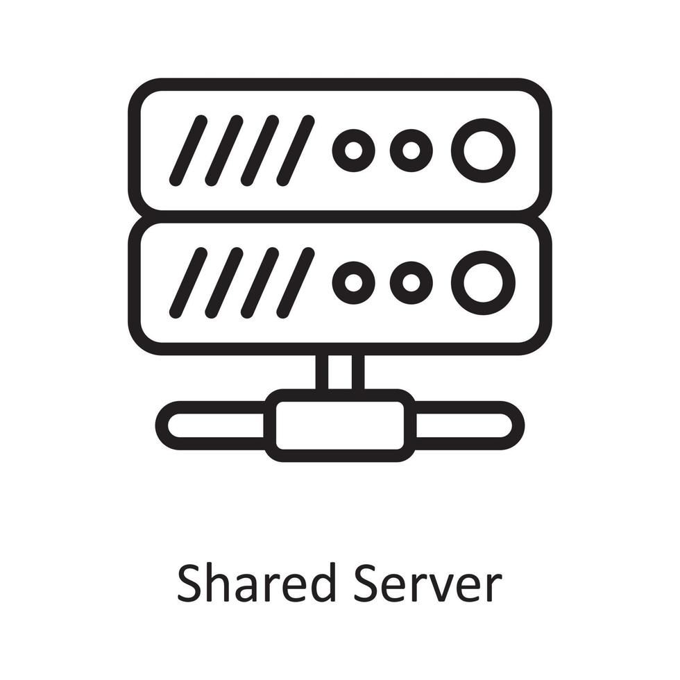 ilustración de diseño de icono de contorno de vector de servidor compartido. símbolo de computación en la nube en el archivo eps 10 de fondo blanco