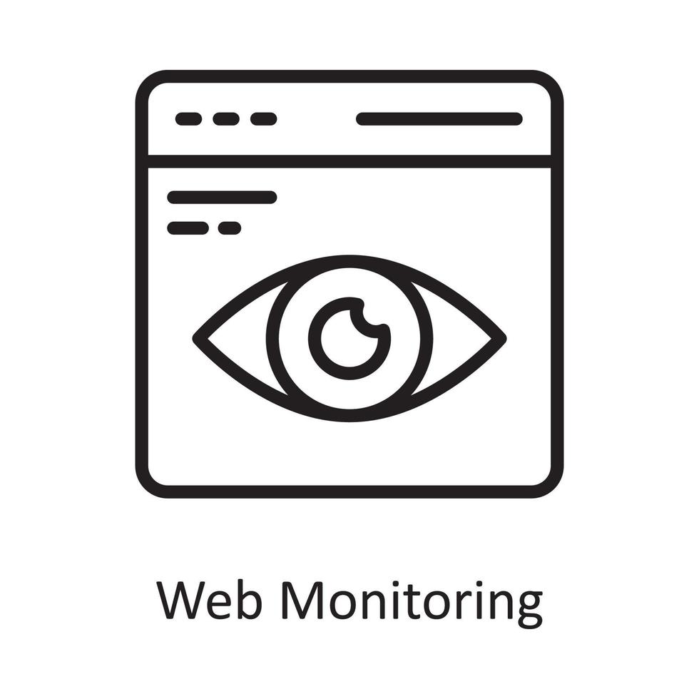 Web Monitoring Vector Outline Icon Design illustration. Cloud Computing Symbol on White background EPS 10 File