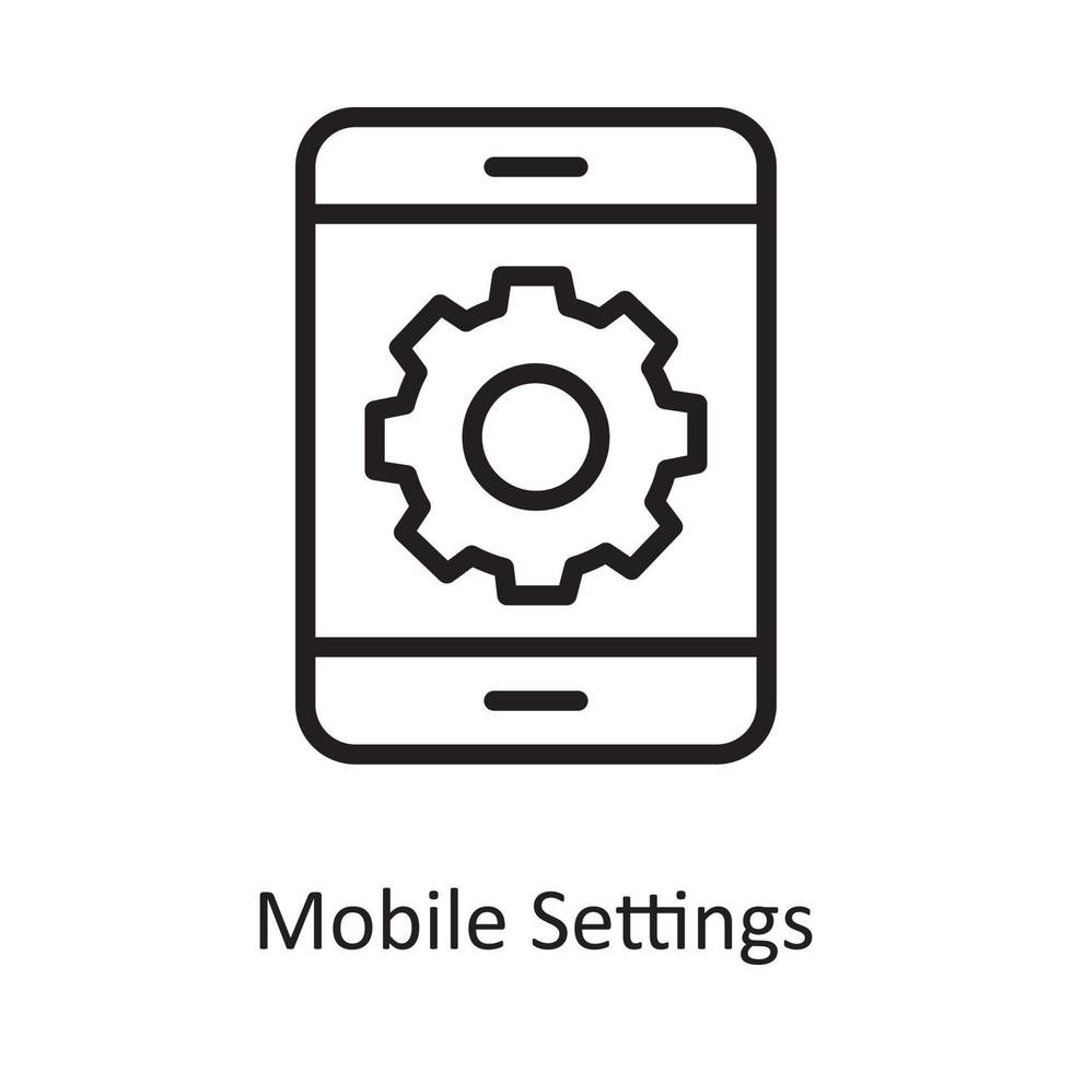 ilustración de diseño de icono de contorno de vector de configuración móvil. símbolo de computación en la nube en el archivo eps 10 de fondo blanco