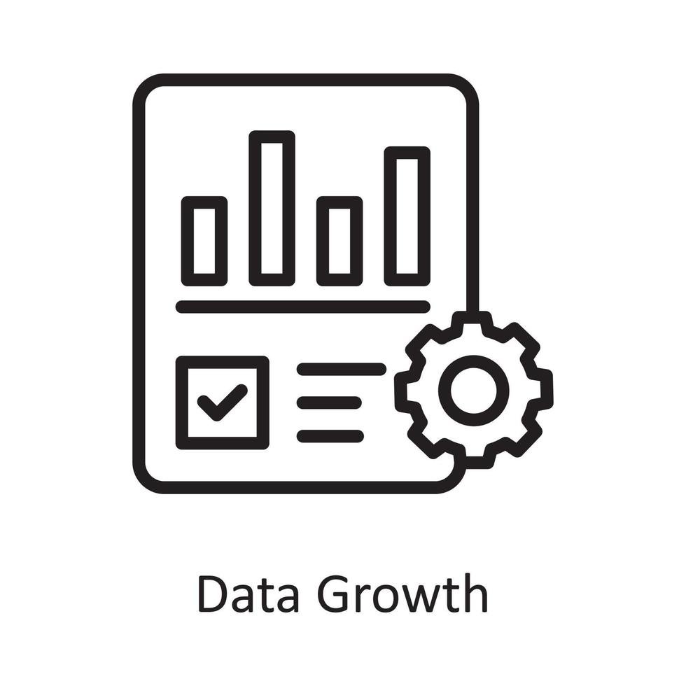 ilustración de diseño de icono de contorno de vector de crecimiento de datos. símbolo de computación en la nube en el archivo eps 10 de fondo blanco