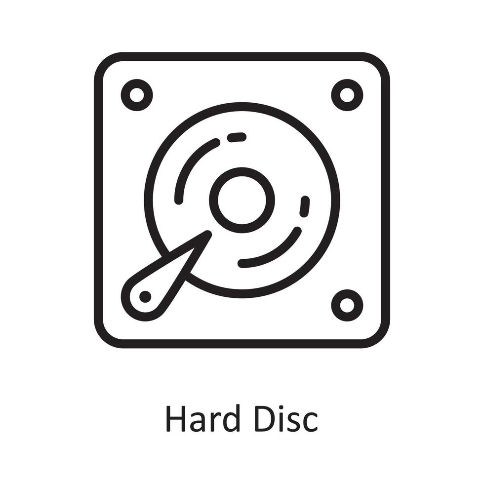 Hard Disc Vector Outline Icon Design illustration. Cloud Computing Symbol on White background EPS 10 File