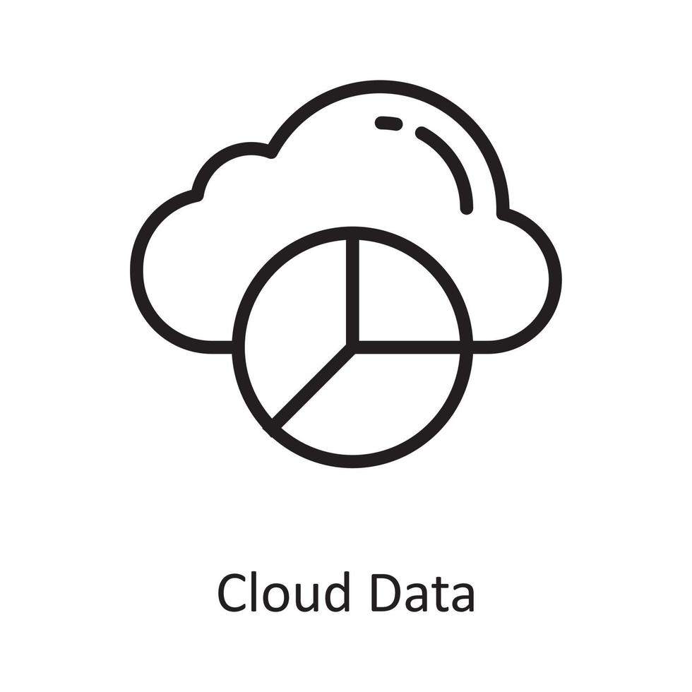 ilustración de diseño de icono de contorno de vector de datos de nube. símbolo de computación en la nube en el archivo eps 10 de fondo blanco