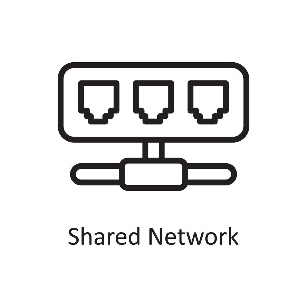 Shared Network Vector Outline Icon Design illustration. Cloud Computing Symbol on White background EPS 10 File