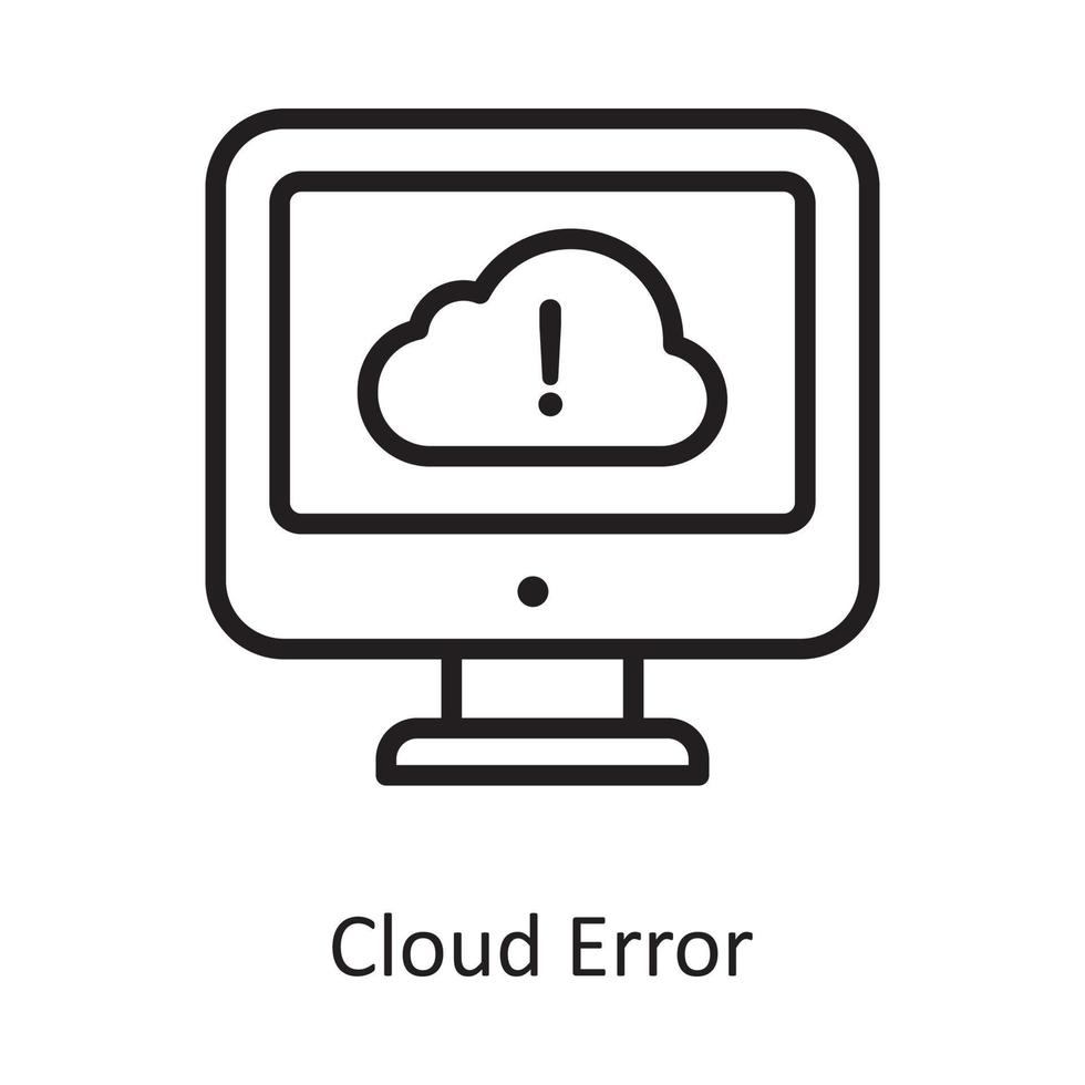 ilustración de diseño de icono de contorno de vector de error de nube. símbolo de computación en la nube en el archivo eps 10 de fondo blanco