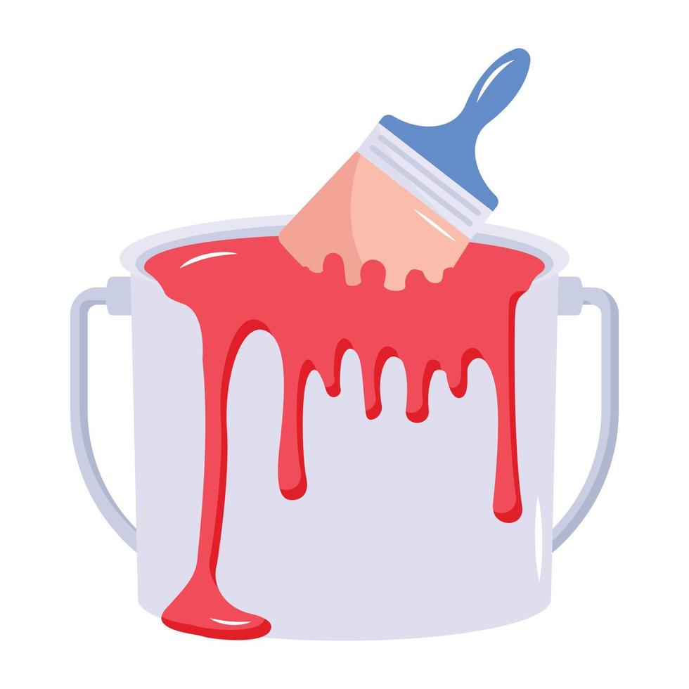 A modern flat icon of paint bucket vector
