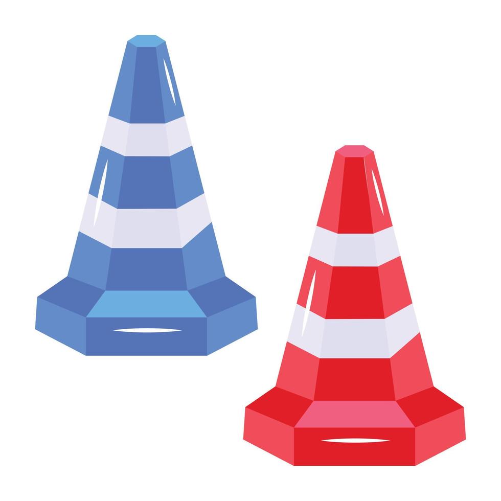 echa un vistazo al icono plano de los conos de tráfico vector