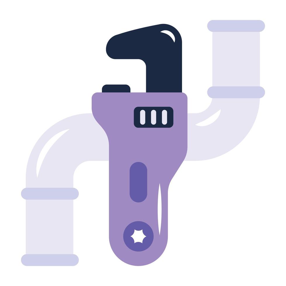 Get this flat icon of pipe wrench vector