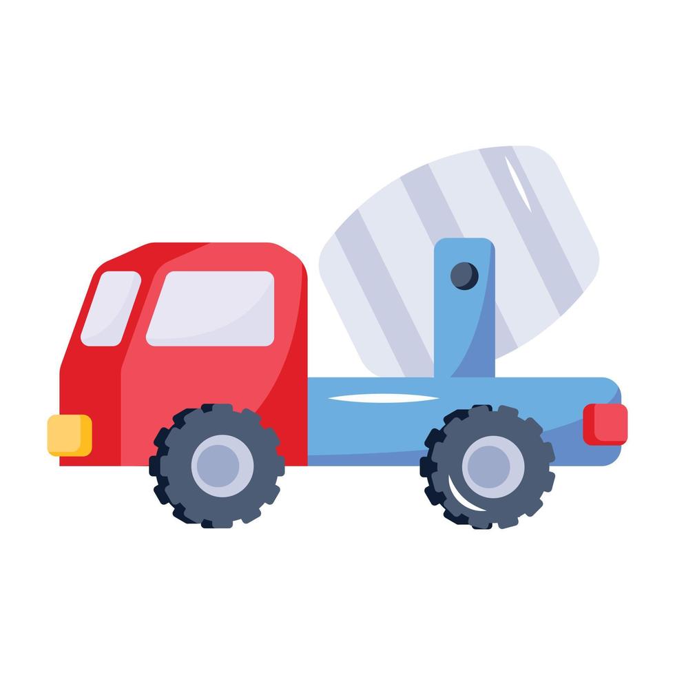 An editable flat icon of concrete truck vector