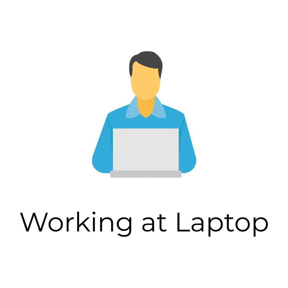 Working on Laptop vector