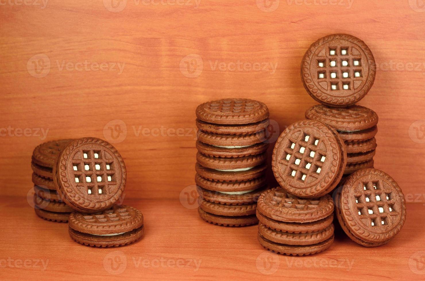Sandwich round biscuits with vanilla filling photo