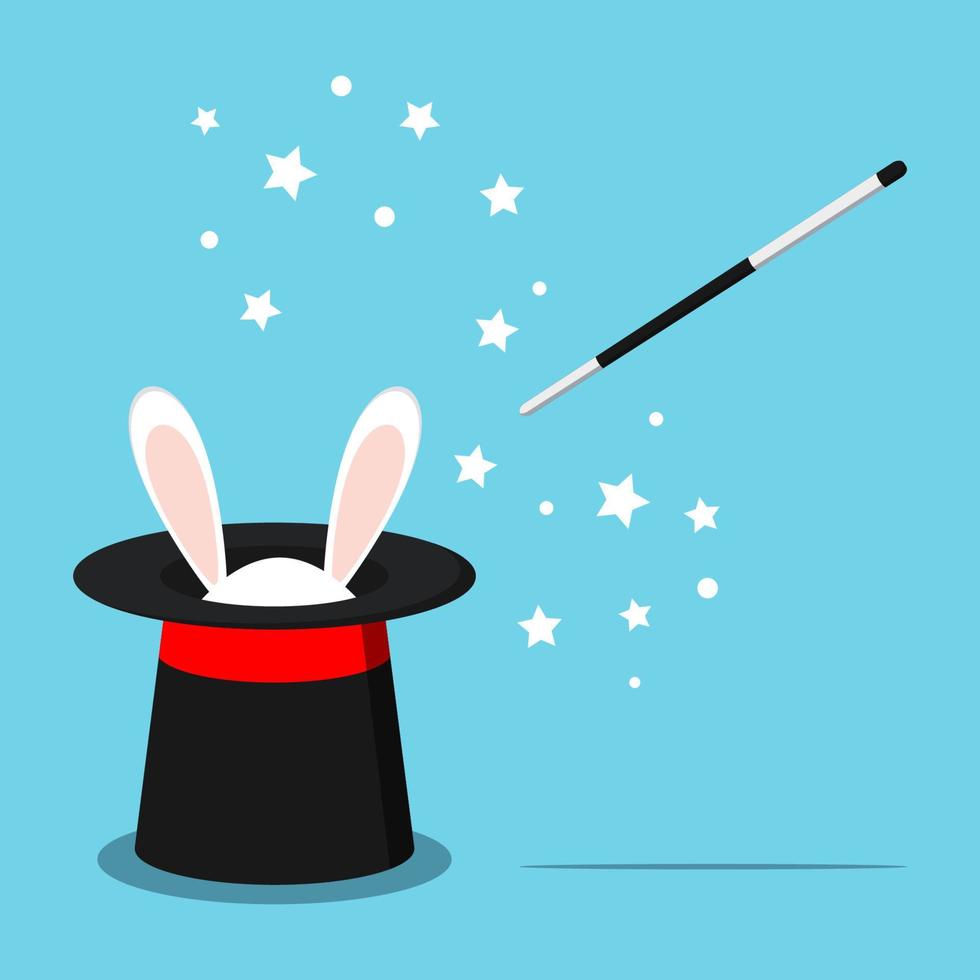 Icon of magic black hat with white rabbit bunny ears vector