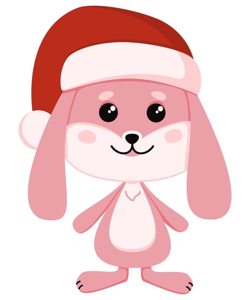 Bunny in santa hat vector