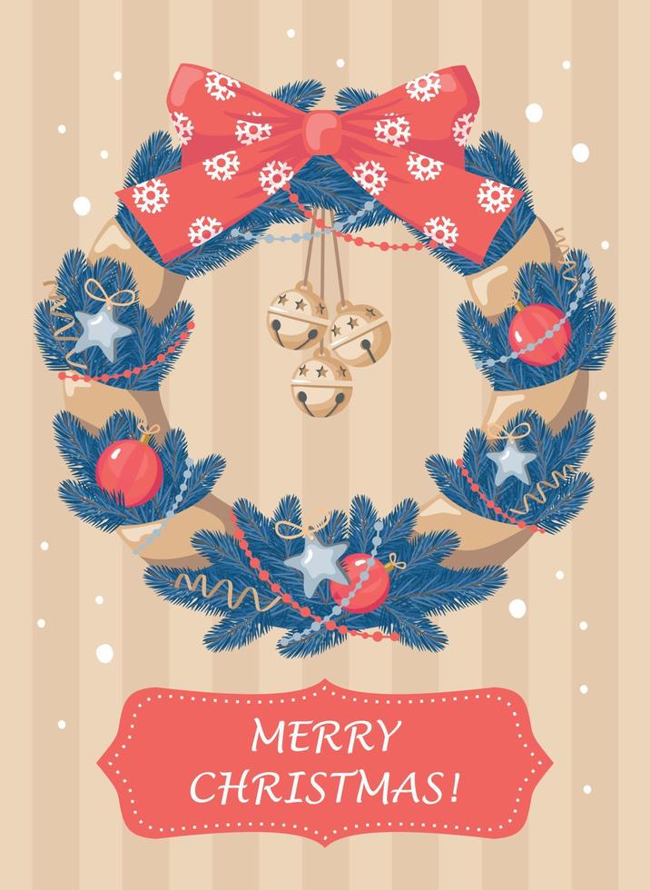 CHRISTMAS CARD FIR WREATH vector