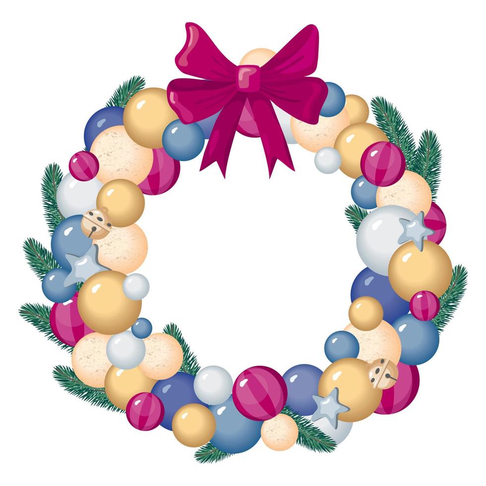 CHRISTMAS WREATH  BALLS vector