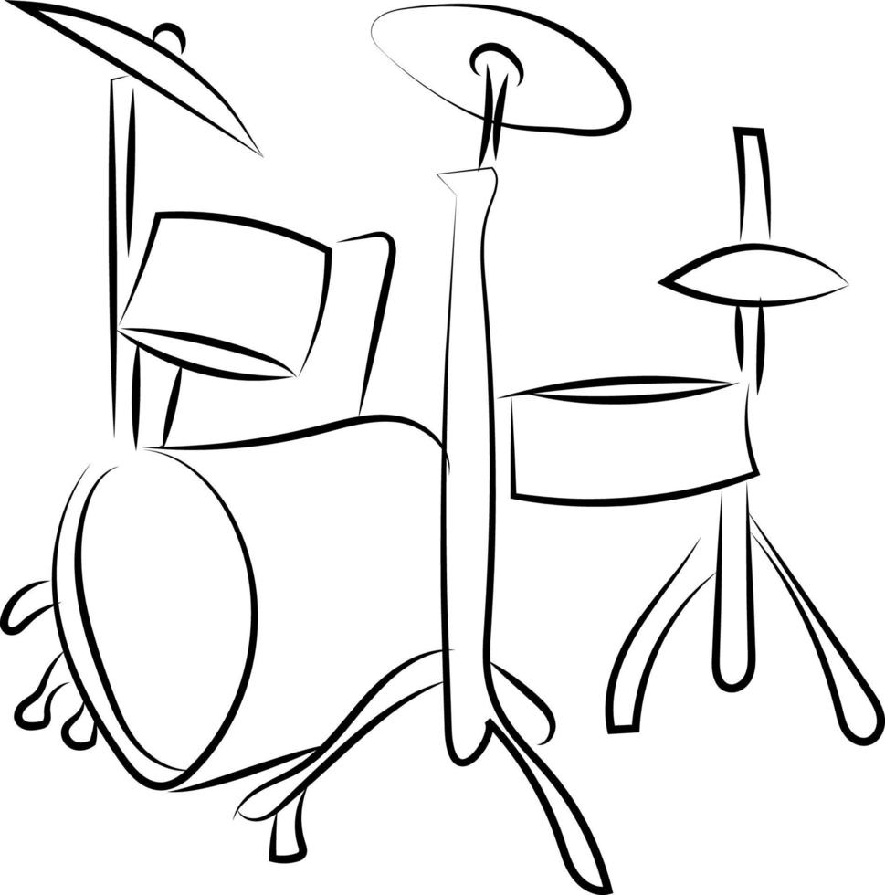 Premium Vector  Sketched drum set symbol of modern percussion instrument  with bass drum