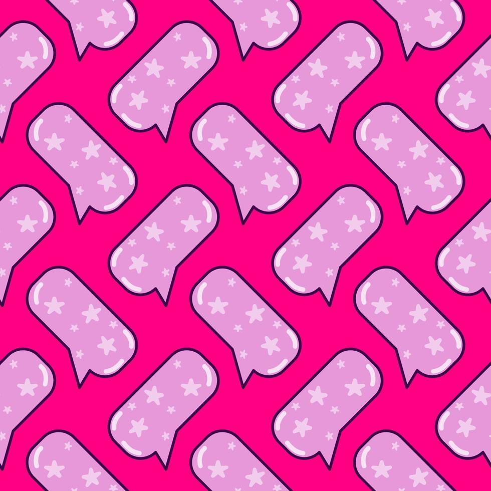 Bubble with stars, seamless pattern on hot pink background. vector
