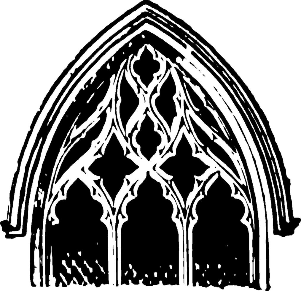 Tracery, supposed evolution,  vintage engraving. vector
